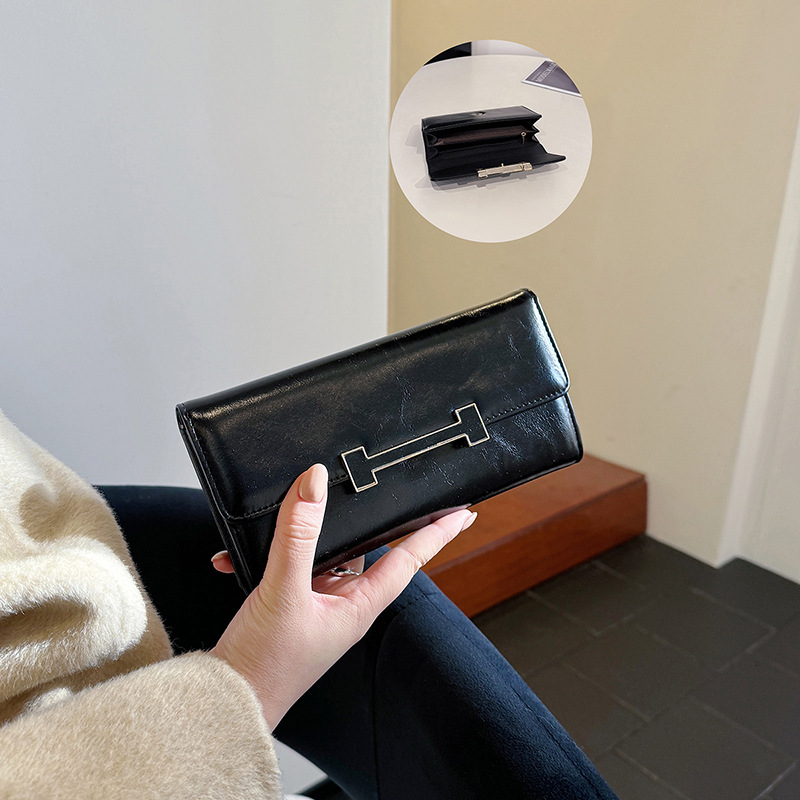 Ladies' Long Wallet, New Retro Niche Multi-Card Slot Cardholder, Large Capacity High-Aesthetic Premium Money Clip, Designer Wallet, Fashion Luxur