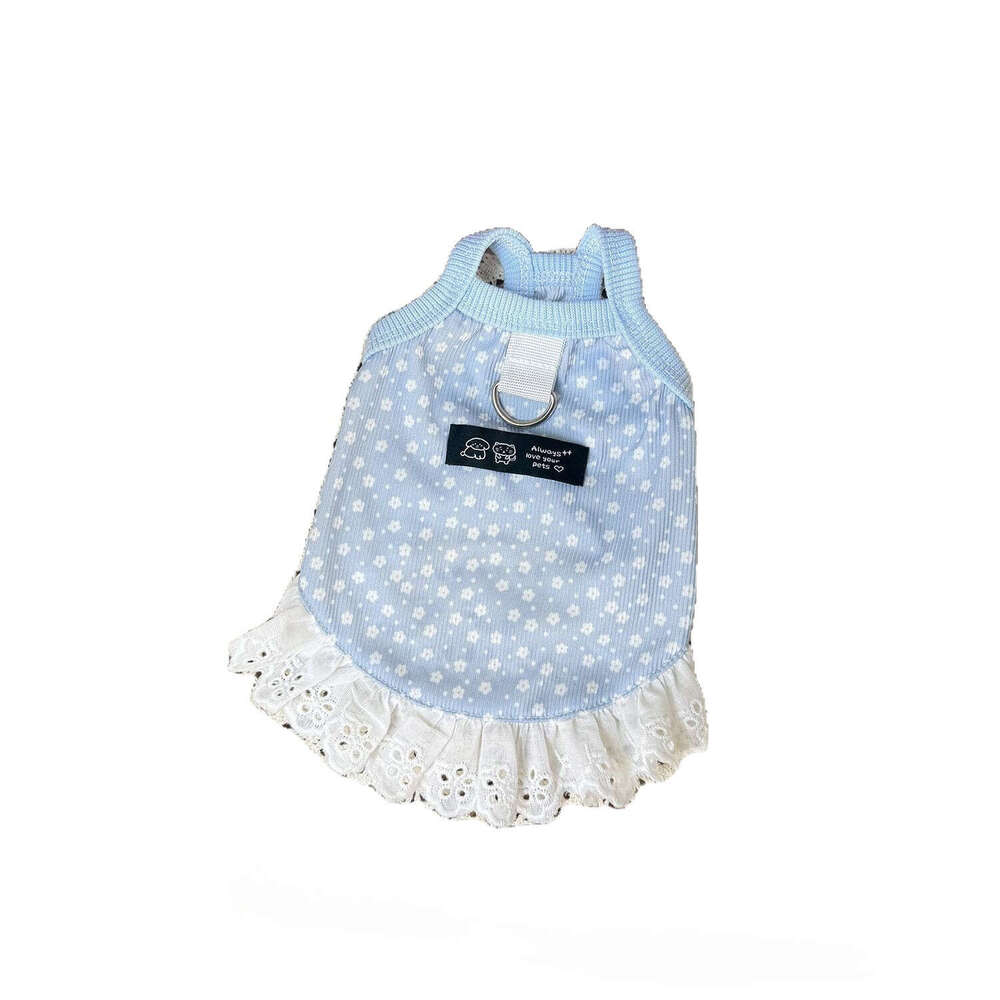 Famous brand Pet Spring Summer Thin Ice Silk Lace Dress Dog and Cat Clothes with Straps for Cooling Bichon Frise Apparel Wholesale pupakaIK