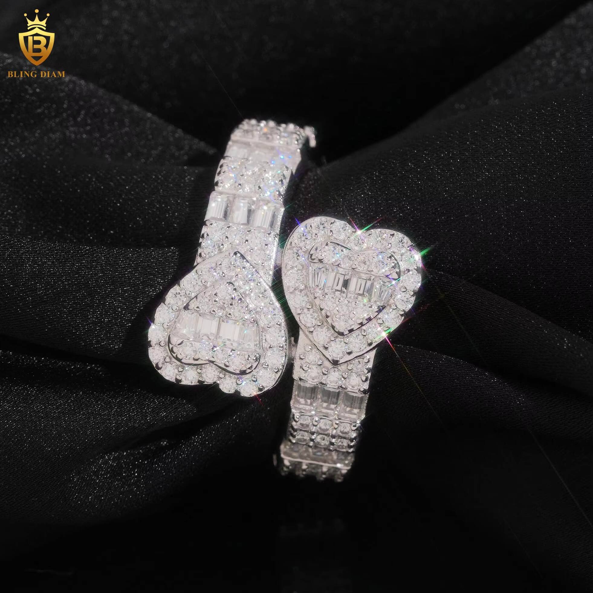 High Quality Hiphop 925 Sterling Silver Rings Engagement Heart Moissanite Ring D VVS Fine Moissanite Jewelry Iced Out Ring Men