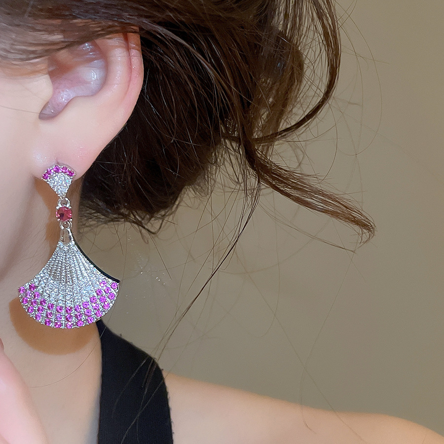 small skirt fan celebrity style high-end earrings for women, light luxury fashion stud earrings - view 5