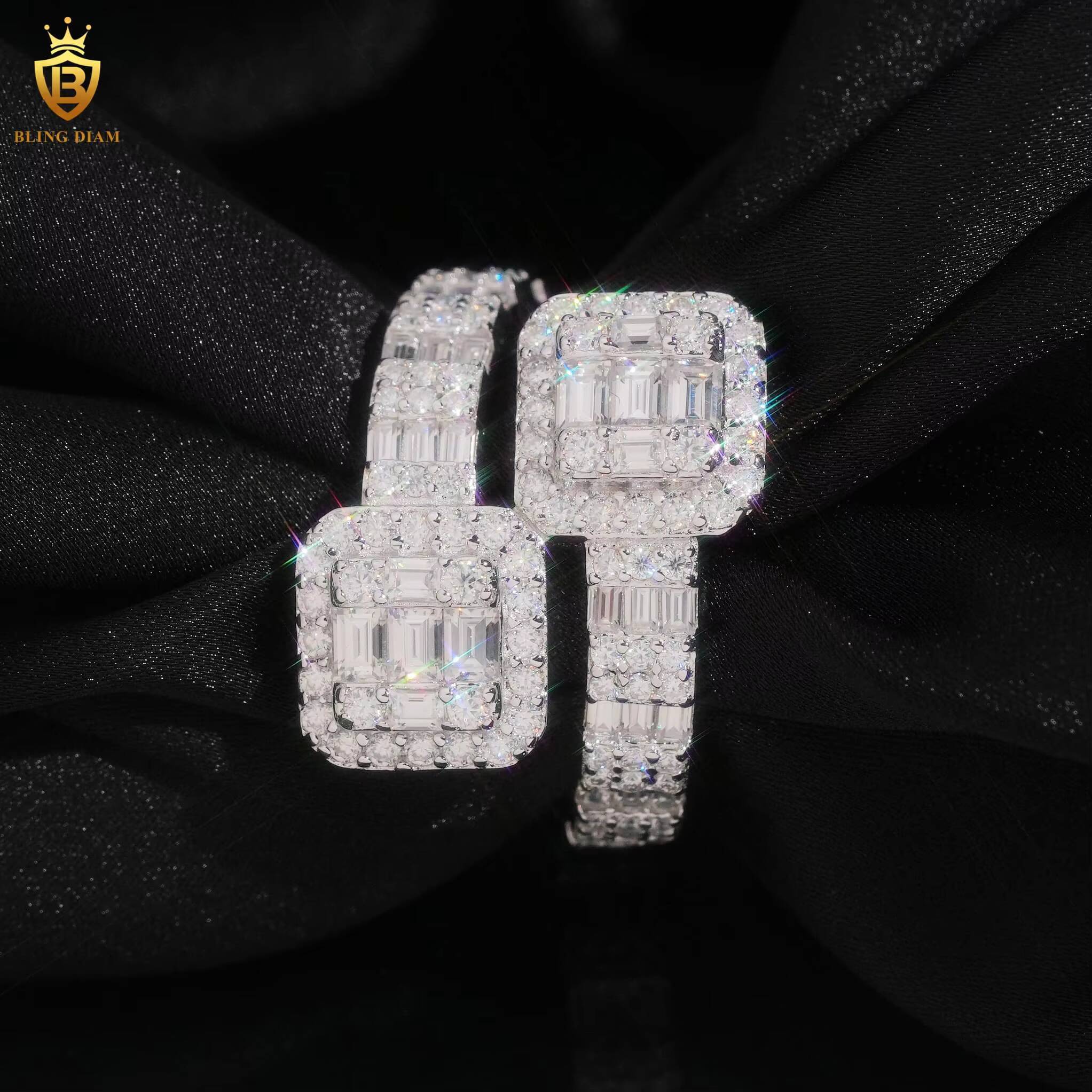 Wholesale 925 Sterling Silver Rings Engagement Moissanite Ring Moissanite D VVS Hiphop Fine Moissanite Jewelry Men GRA Certified
