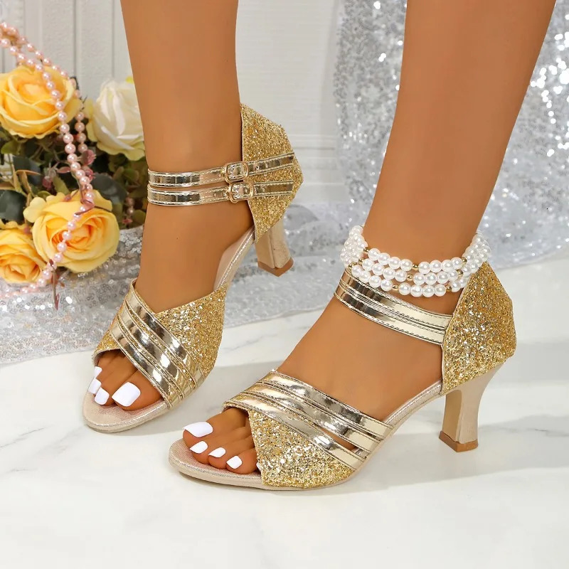 2026 Women Sandals Simple Elegant Women Dress Shoes Shiny Crystal Wedding Bridal Shoes Pointed Toe High Heels Shoes Ladies 260420