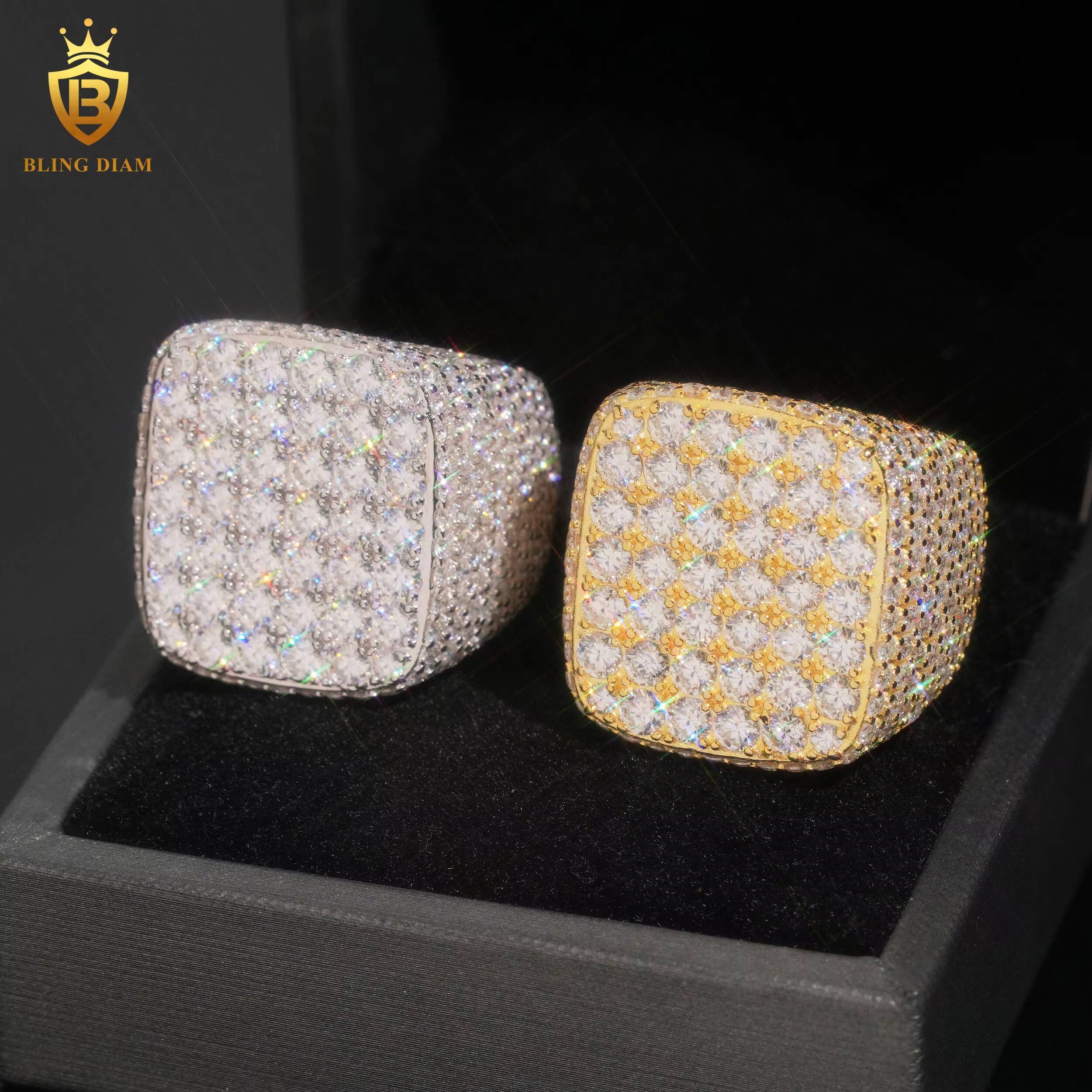 Hot Sale 925 Silver Moissanite Rings Fine Jewelry Iced Out Moissanite HipsHop Style Jewelry Rings Pass Diamond Test in Stock GRA