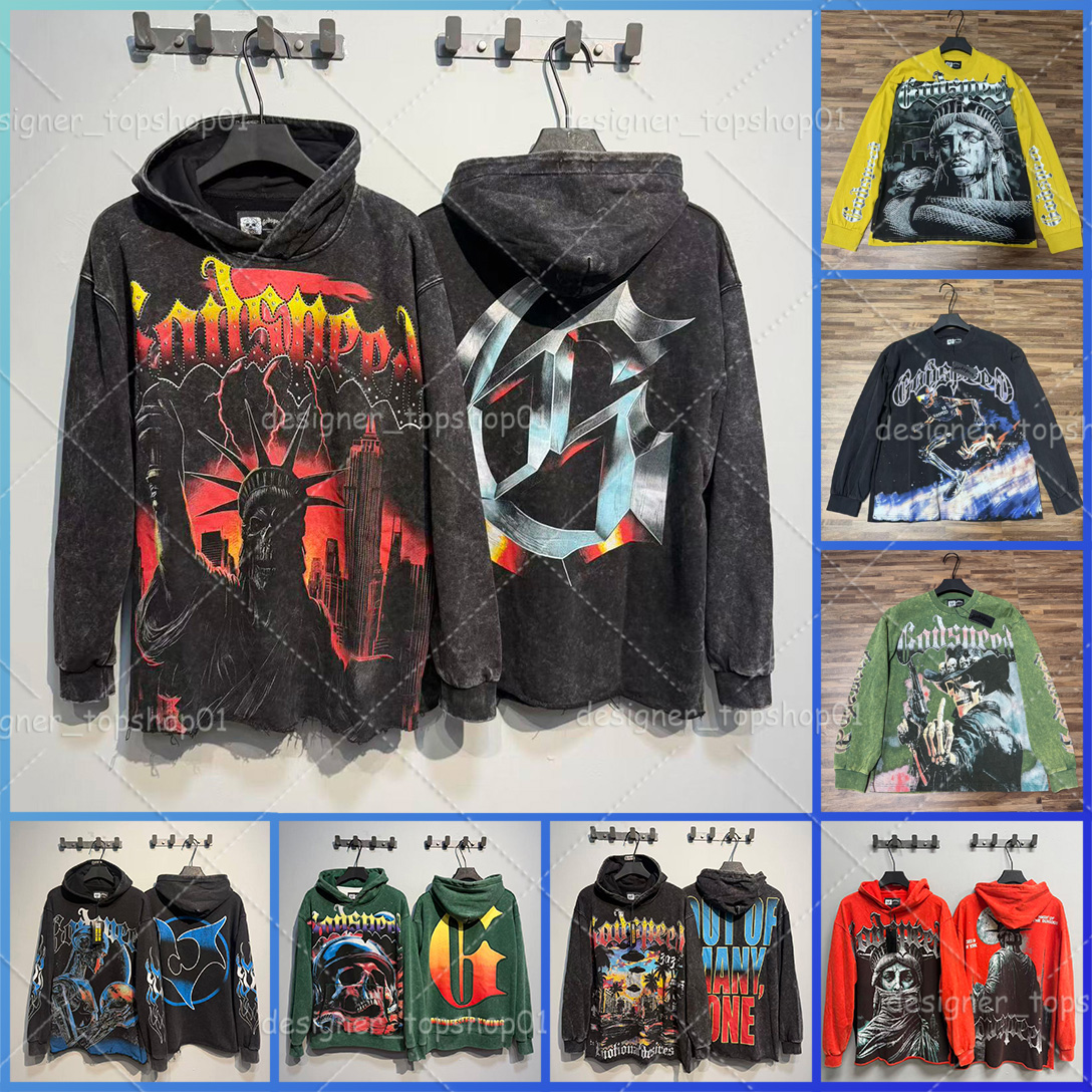 Designer Hoodie Godsspeeds Hoodies Men's Luxury Top Designer Cotton Men Women long Sleeve Casual Letter Print Tees Vintage Washed shirts size S-XL