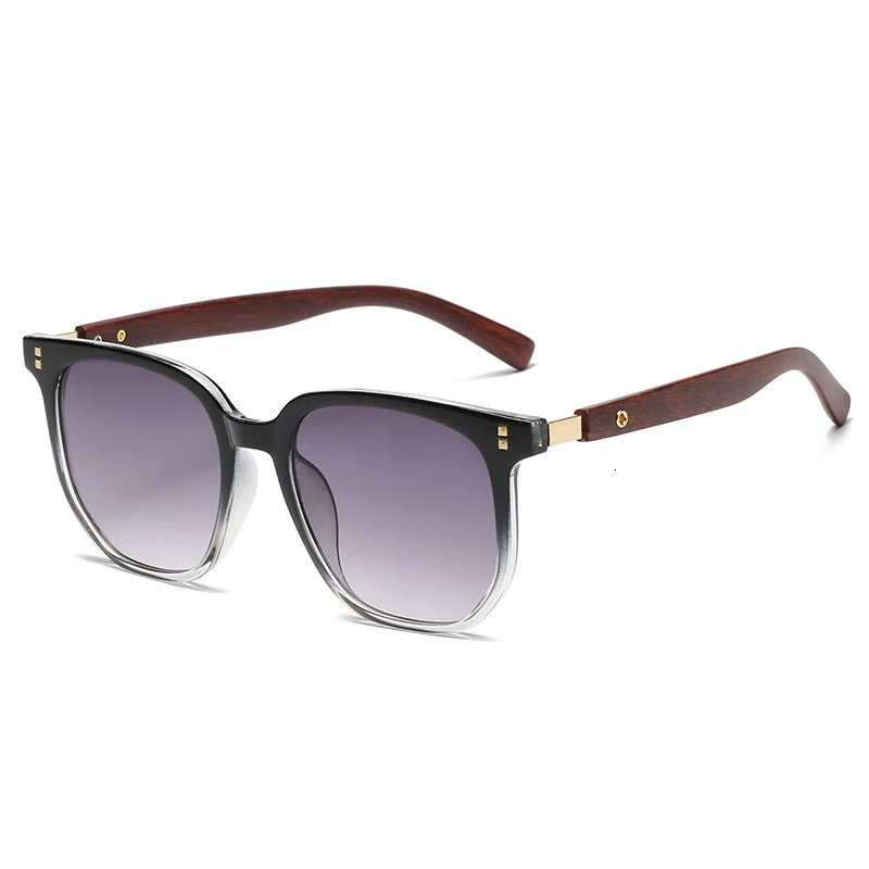 Trendy Wooden Grain Leg TR90 Sunglasses Men Women Korean Square UV400 Protective Sun Glasses S2299 260421