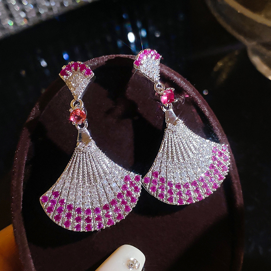 small skirt fan celebrity style high-end earrings for women, light luxury fashion stud earrings - view 7
