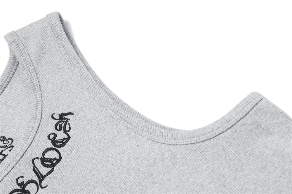 2026 Chicano letters Embroidery tank top Mens Summer Streetwear Crew Neck Slim Sleeveless Singlets Men