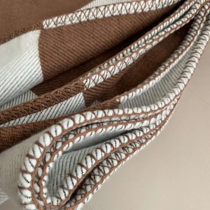 Letter Print Throw Blanket Soft Faux Wool Plaid Scarf Shawl Portable Warm Fleece Blanket for Sofa Bed Office Travel Women All Season