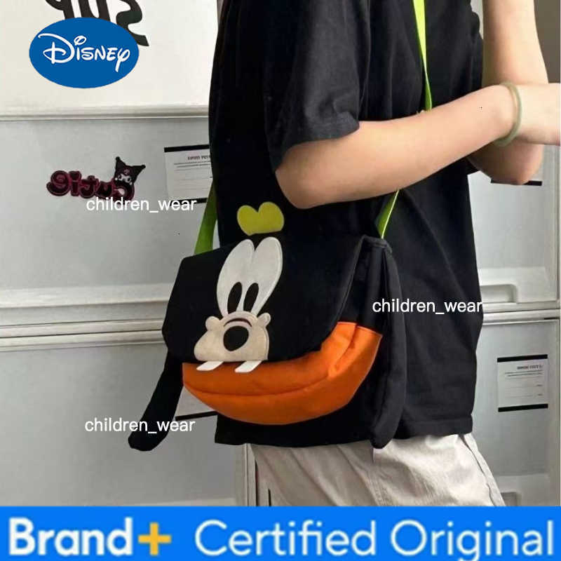 Disney Goofy High-Quality Creative Personality Boys and Girls Shoulder Bag Anime Cartoon Commuter Simple Crossbody Canvas Bag H260421