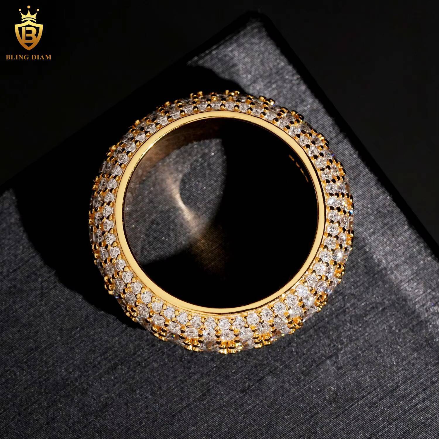 Fashion 925 Sterling Silver Moissanite Ring Iced Out Moissanite HipHop Style Ring Fine Jewelry Ring Pass Diamond Test with GRA