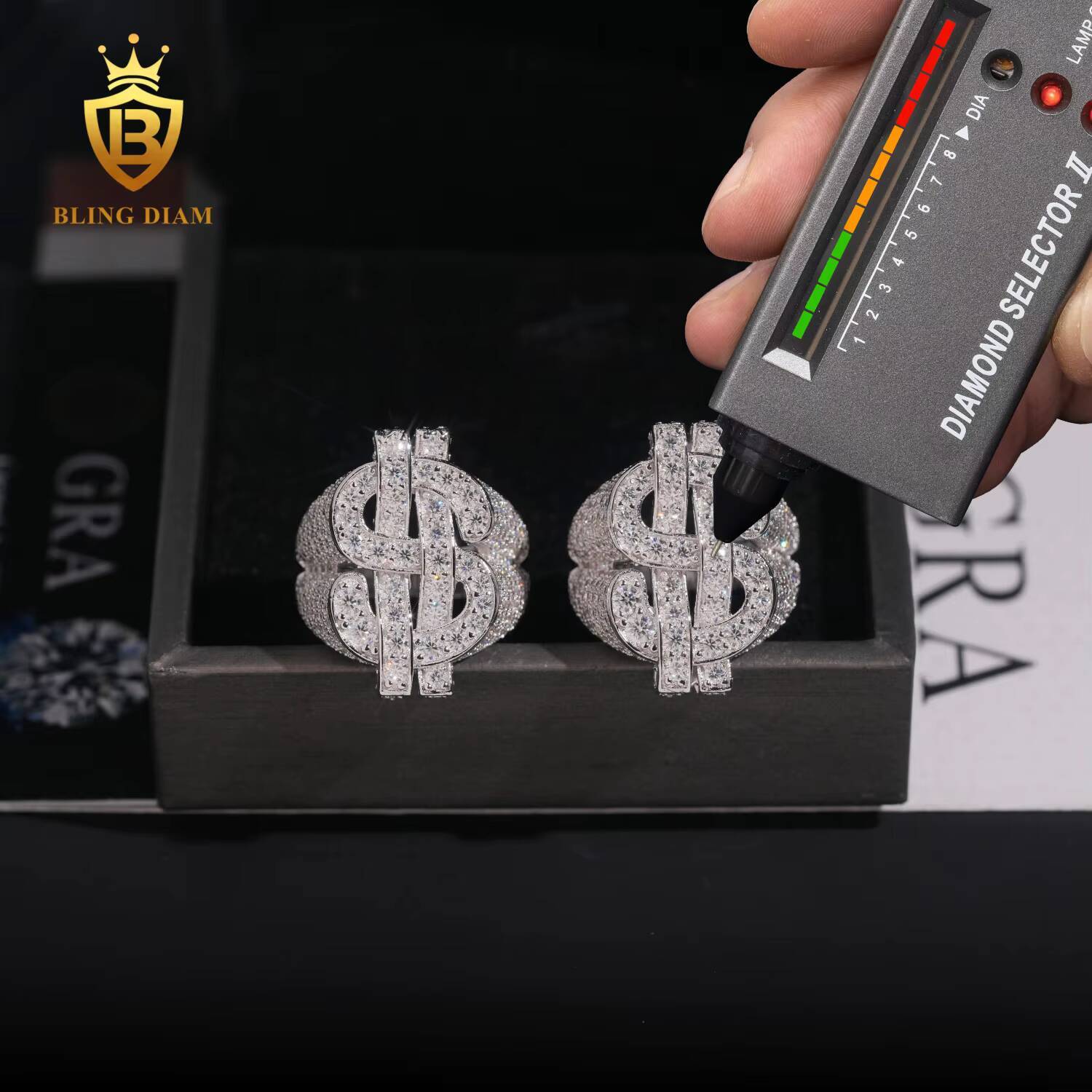 New Arrivals Silver 925 Mens Rings Fine Jewelry Iced Out Vvs Moissanite Custom Hip Hop Moissanite Jewelry Dollar Ring