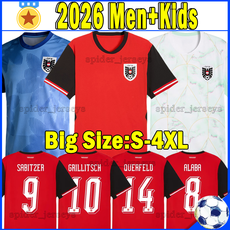 4XL 26 27 Austria Soccer Jerseys GREGORITSCH BAUMGARTNER SABITZER 2026 2027 national football team ARNAUTOVIC Men uniform Player Version Football Shirts kids kits