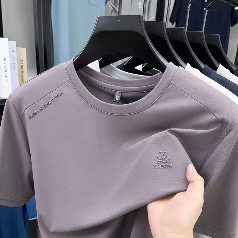 Cool Polo Breathable Fabric Crew Neck Short Designer Hoodie Sleeve T-shirt Men Summer Loose Casual Designer T-shirt Ice Silk Half Sleeve Tee Men'