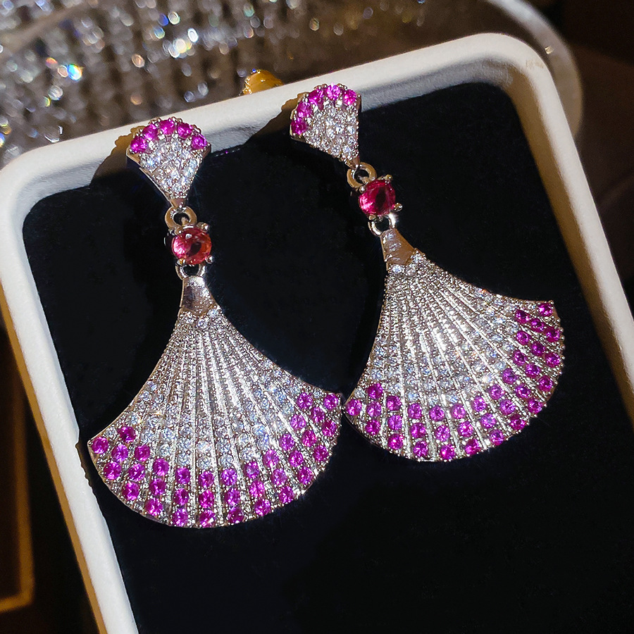 small skirt fan celebrity style high-end earrings for women, light luxury fashion stud earrings - view 6