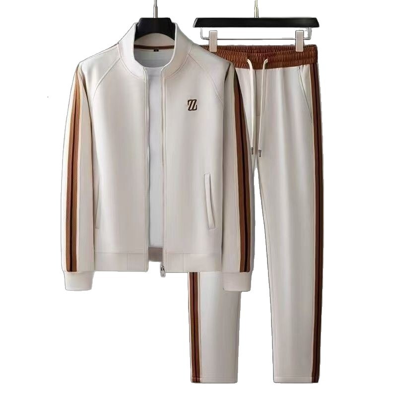Luxury Brand Designer Men Spring Autumn Tracksuit Two Piece Set Stand Collar Zip Jacket Straight Pants Casual Sportswear Fashion Comfortable Versatile - view 7