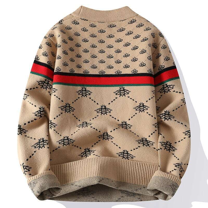 Luxury Brand Designer Clothes European Style Autumn Winter New Youth Jacquard Trendy Men's Comfortable Casual Base Knitwear Non-Pilling Sweater