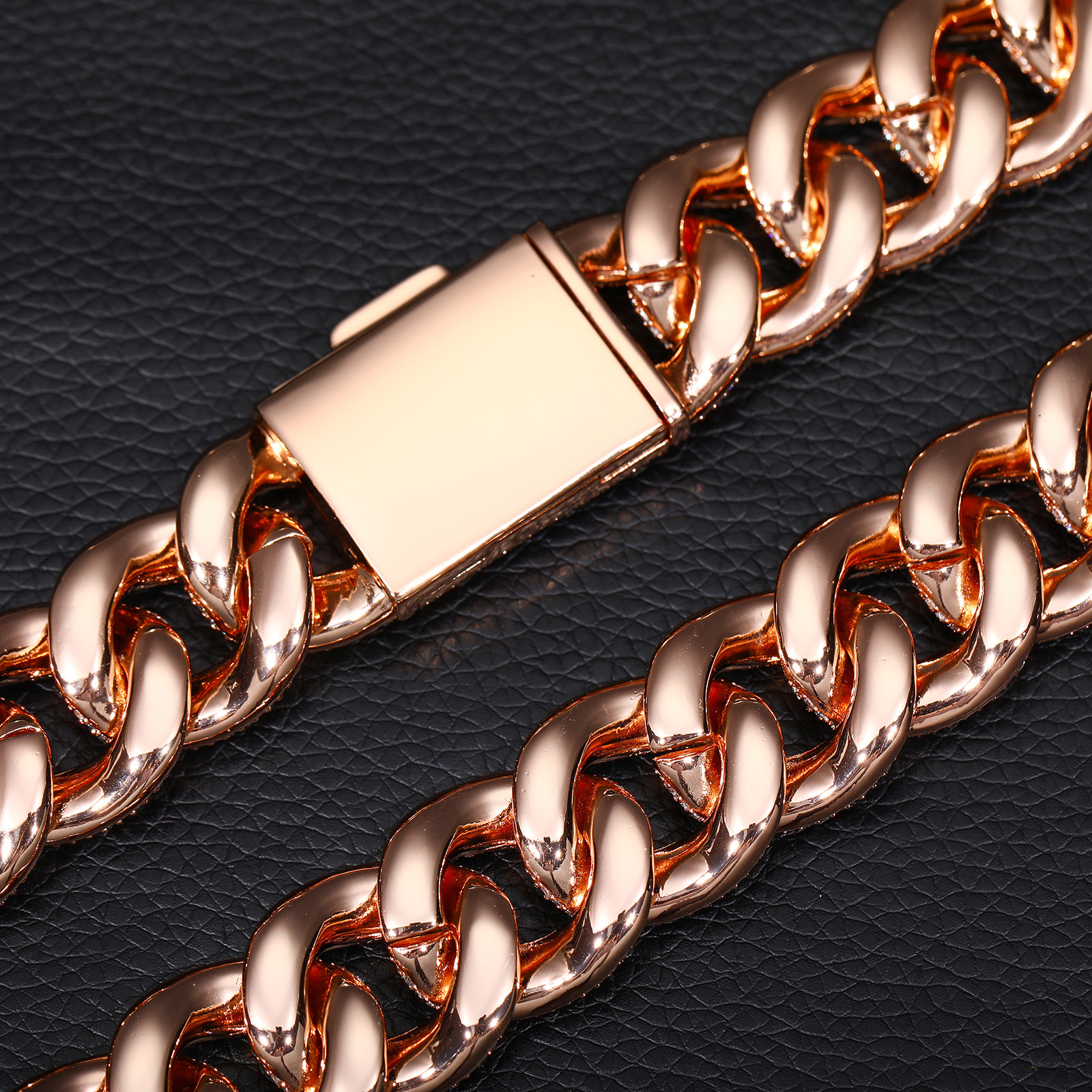 20mm Hip Hop Heavry Thick Cuban Chain Necklace Rose Gold Plated TopBling Full 5A Zircon Mens Jewelry