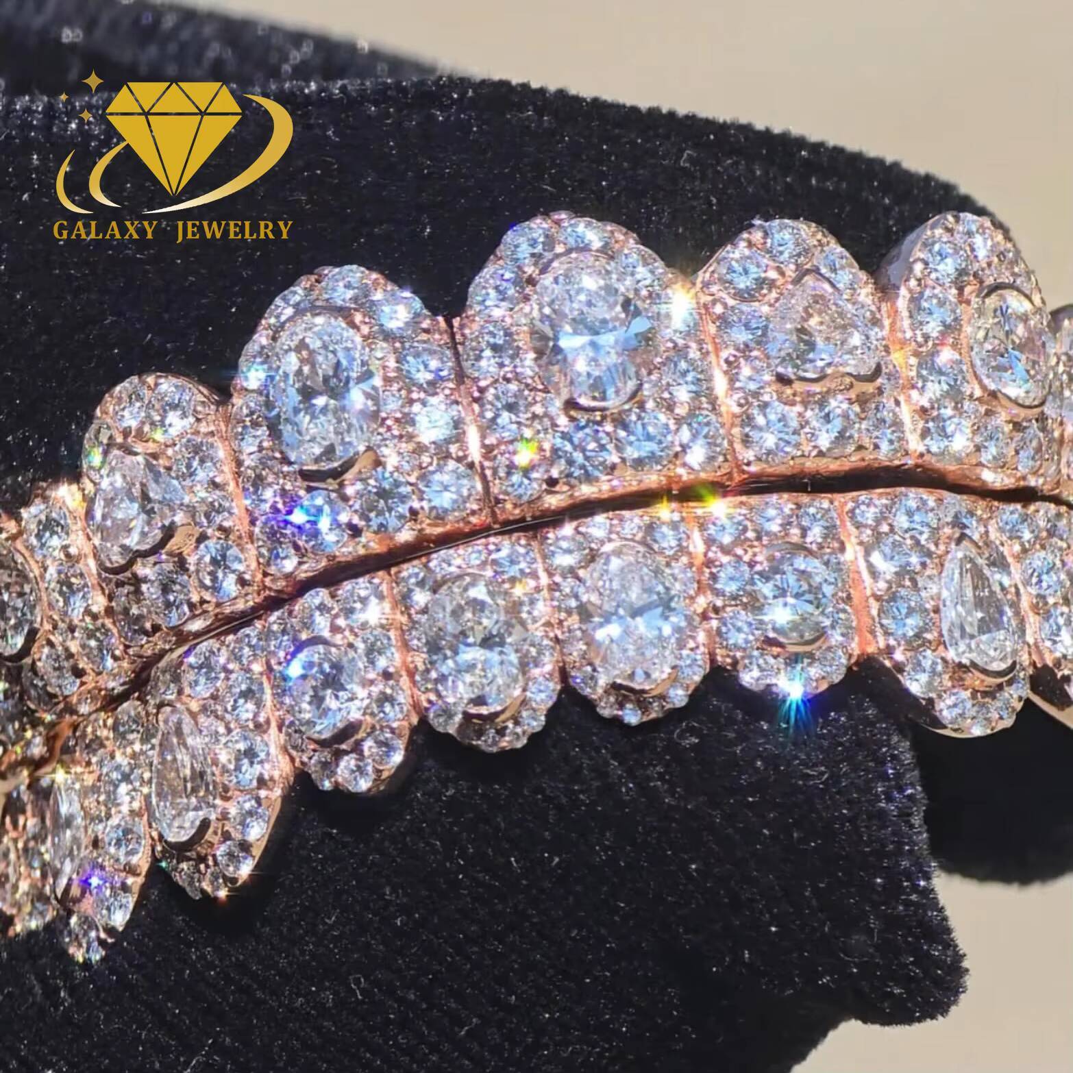 Popular Grillz Custom Flawless Mossanite Grills Teeth Big Stone Vvs Moissanite Grillz 10 Top 10 Bottom Ice Out Diamond Grillz - view 4