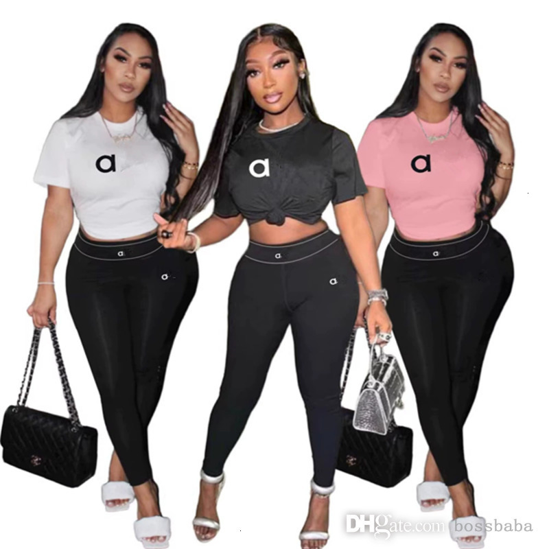 Designer Women Tracksuits Two Piece Pants Set Spring Summer Sexy Fashion Printed Short Sleeve T-shirts Woman Sports Jogging Suits