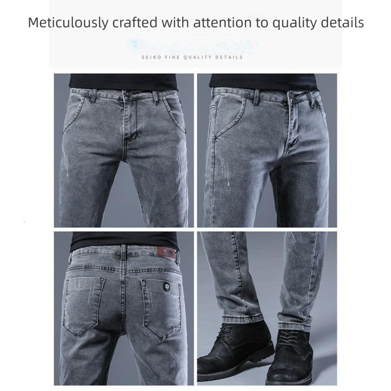 Light Luxury Jeans Designer's New Men's Four Season Wearable Trendy Brand Elastic Slim Fit Small Feet Korean Version Versatile Casual Long P