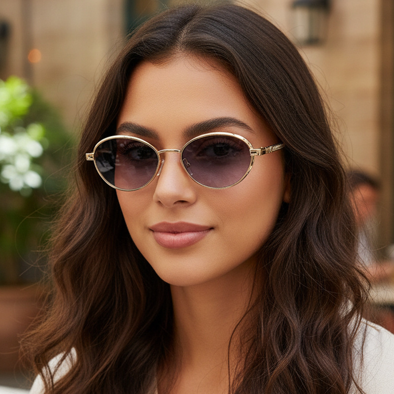 Retro Large Frame Oval Versatile Urban Trend Fashion Outdoor Sun Protection Unisex Sunglasses