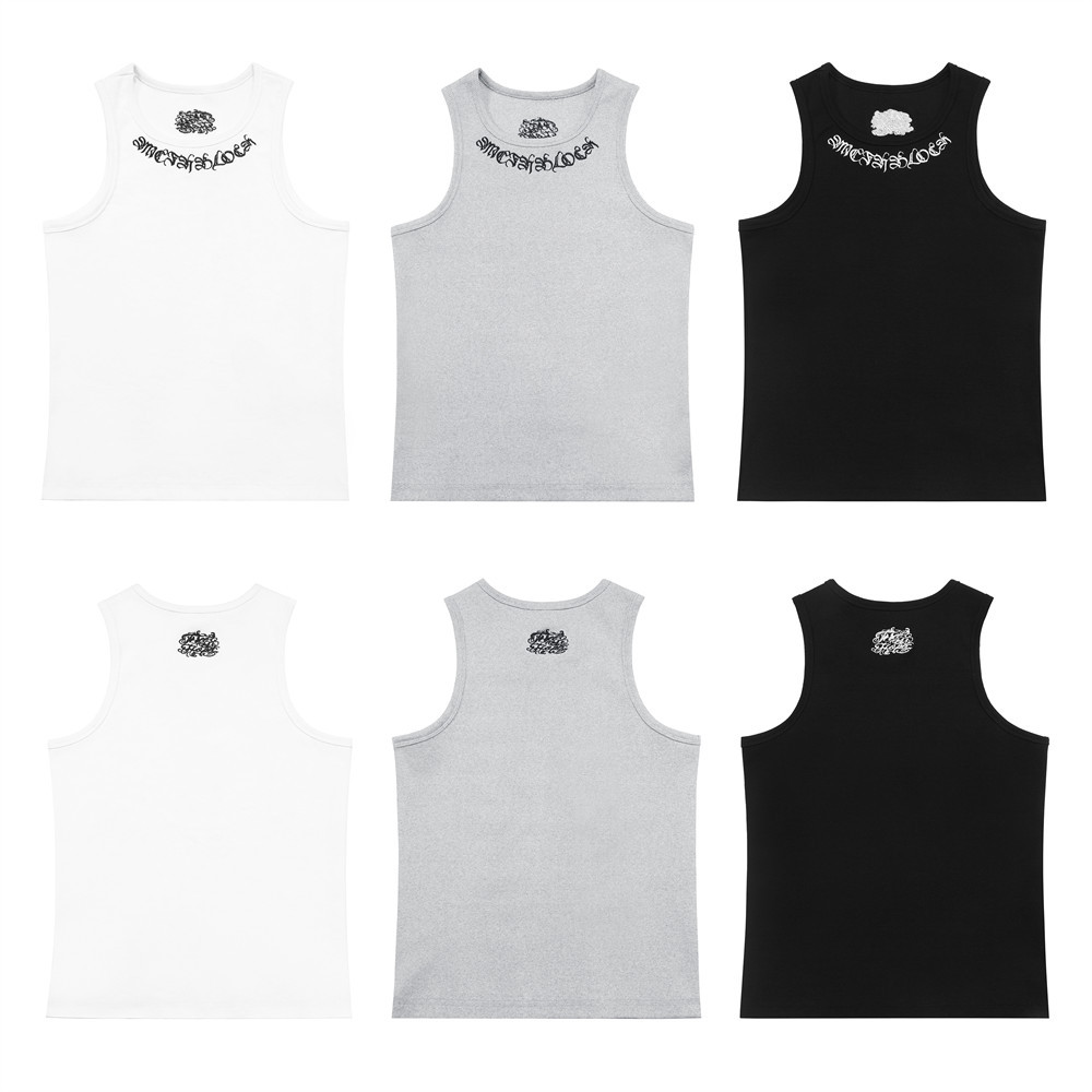 2026 Chicano letters Embroidery tank top Mens Summer Streetwear Crew Neck Slim Sleeveless Singlets Men