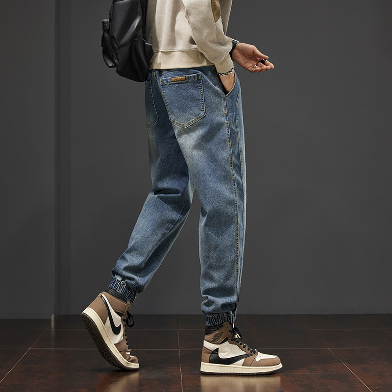 Spring And New Designer Men's Loose And Wear-resistant Denim Leggings Live Broadcast Popular Fashion And Versatile Trendy Brand Loose Sports Casu
