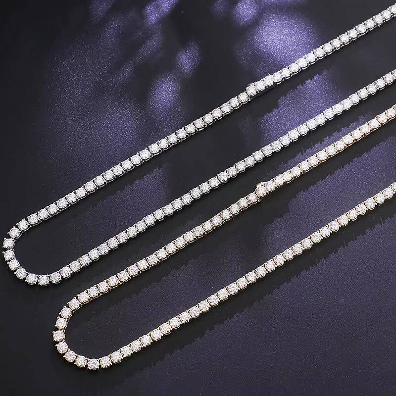 Gra Certified Moissanite Tennis Chain Diamond Tennis 16inch 18inch 20inch 22inch 24inch 925 Silver Hip Hop Tennis Necklace 2mm 3mm 4mm 5mm