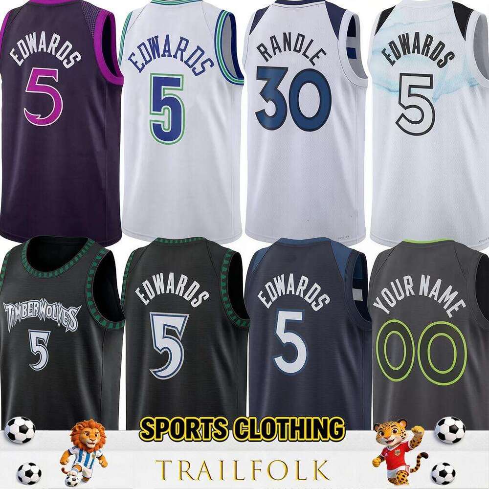 Anthony Edwards MIN Timberwolven City Basketball Jerseys Julius Randle Naz Reid Donte DiVincenzo Jaden McDaniels Ayo Dosunmu Bones Hyland Gobert Jersey
