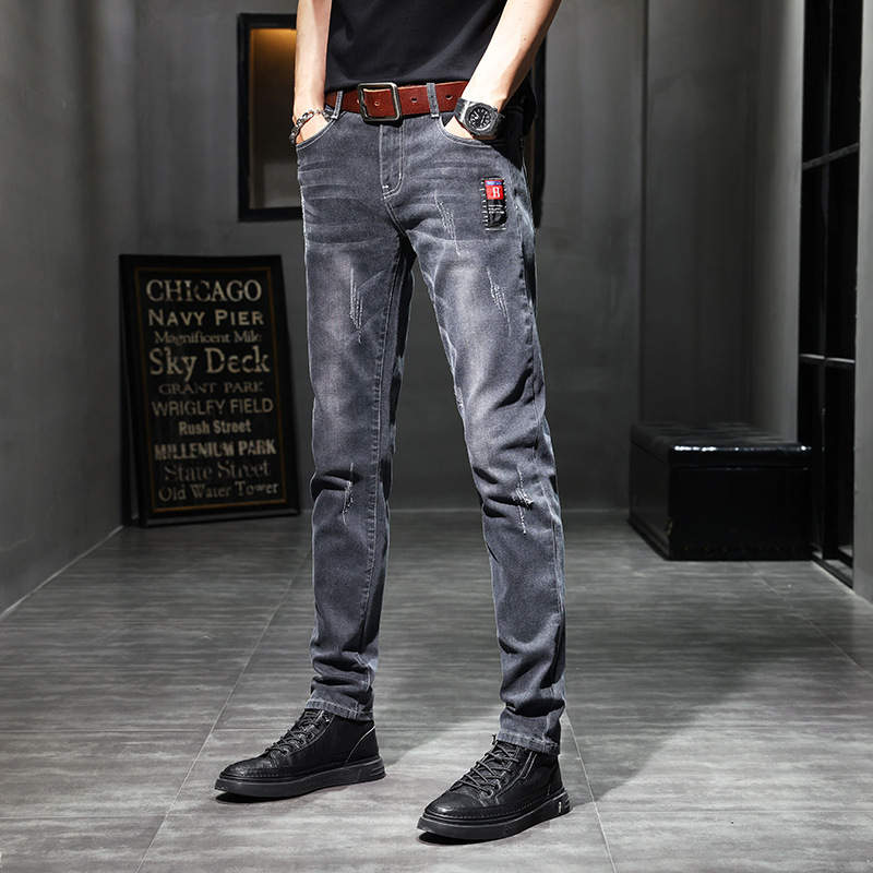 Light Luxury Jeans Designer's New Men's Four Season Wearable Trendy Brand Elastic Slim Fit Small Feet Korean Version Versatile Casual Long P