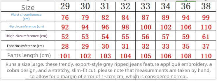 European Style Loose Men's Light Blue Distressed Designer Embroidered Jeans Luxury Men's Trendy Stretch Slim Fit American High Street Long P