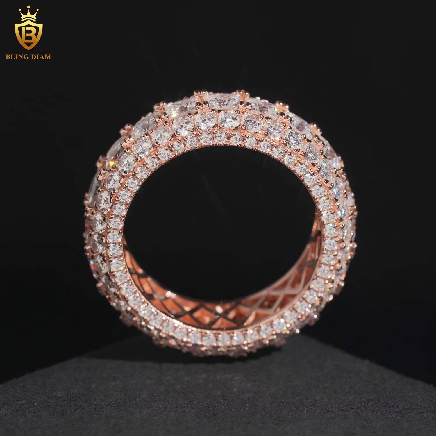 Rapper Rings for Men Hip Hop Style Jewelry 925 Sterling Silver Square Stone Design With Vvs Moissanite Iced Out Diamond