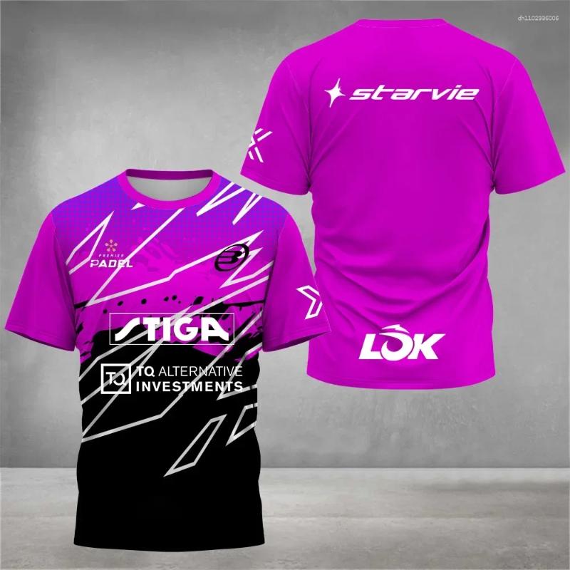 Men's T Shirts Striped Impressionist Tenis Training Respiravel Padel Manga Curta T-shirt Quick Dry Fitness Set