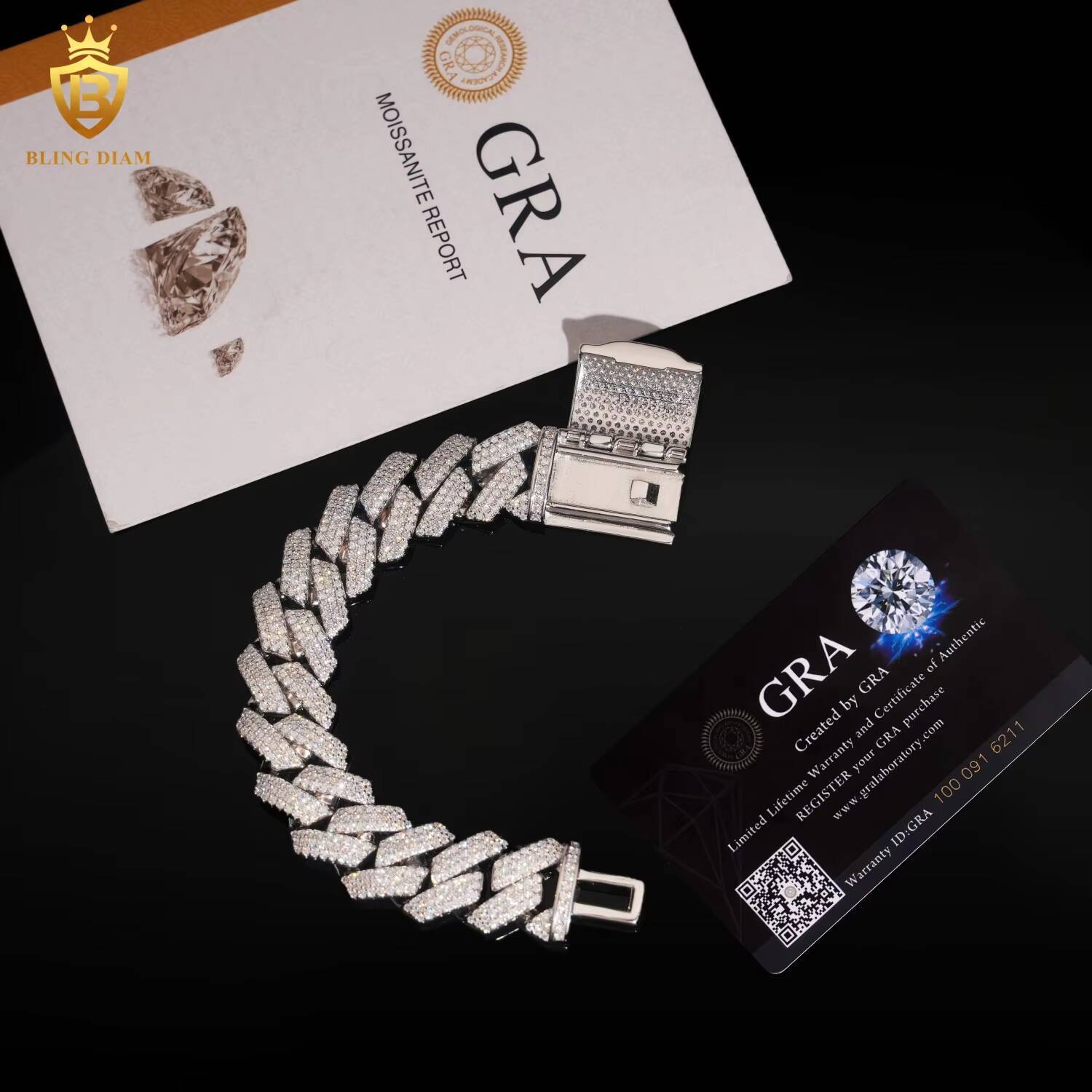New Designs Fashion 925 Sterling Silver 18MM Cuban Link Chain Moissanite Cuban Bracelet Men HipHop Style Pass Diamond Tester GRA