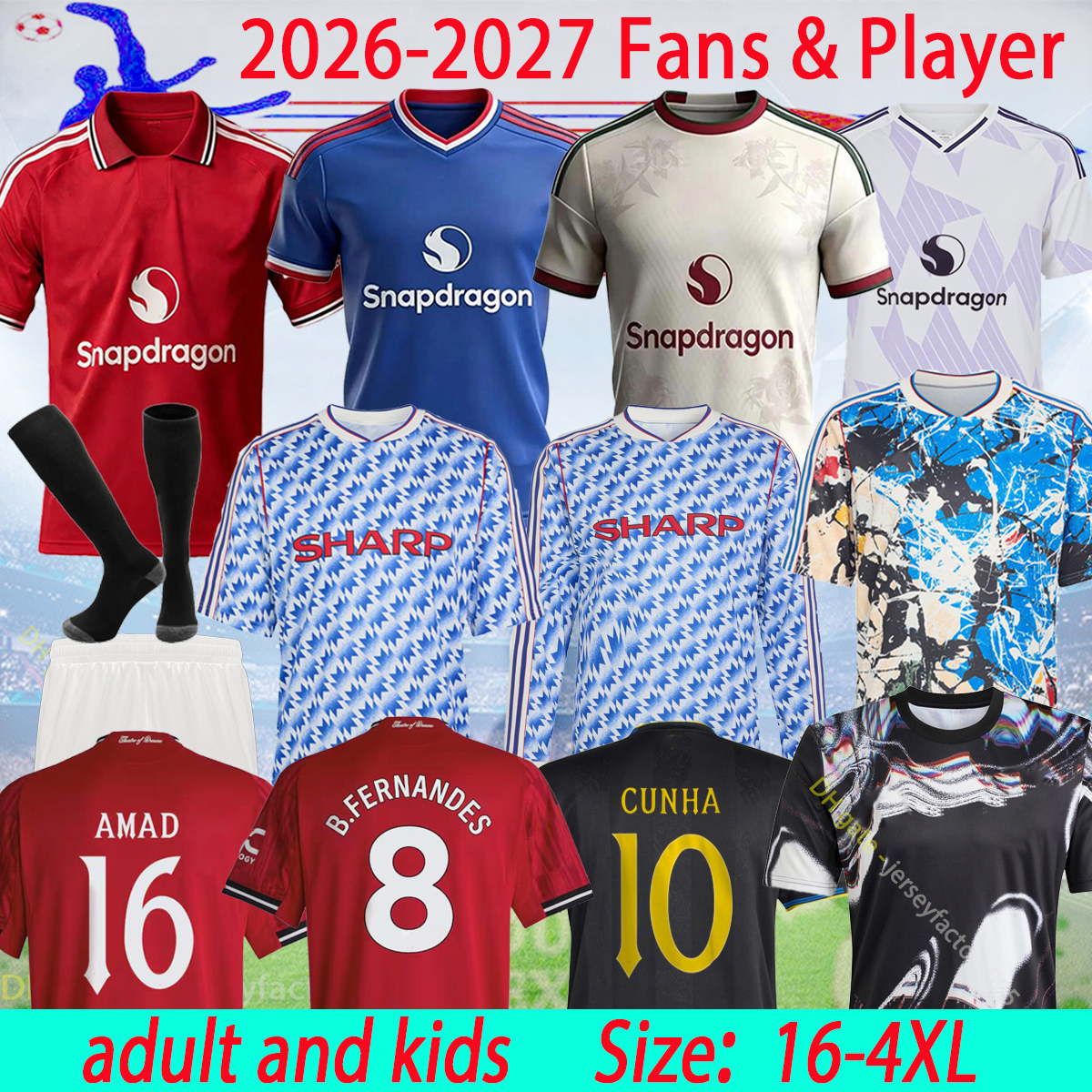 2026 CUNHA 26 27 SESKO Stone Roses Soccer Jerseys GARNACHO HOJLUND MARTINEZ MOUNT football shirt B. FERNANDES men kids kits 16-4XL