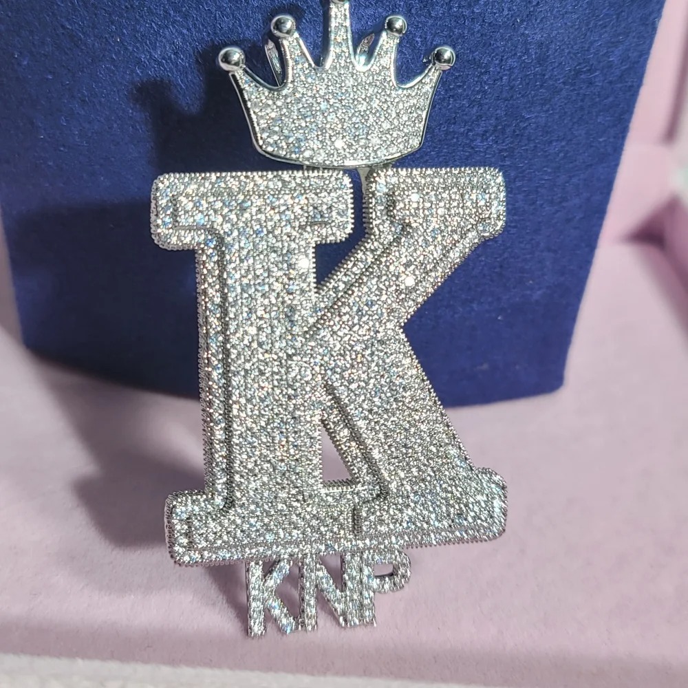 Hip Hop Crow Clasp Custom A-Z Large 1 Letter and Charm Letters Pendant Women Mens Necklace Full Zircon Jewelry