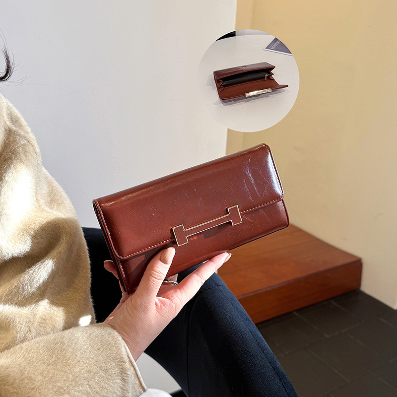 Ladies' Long Wallet, New Retro Niche Multi-Card Slot Cardholder, Large Capacity High-Aesthetic Premium Money Clip, Designer Wallet, Fashion Luxur