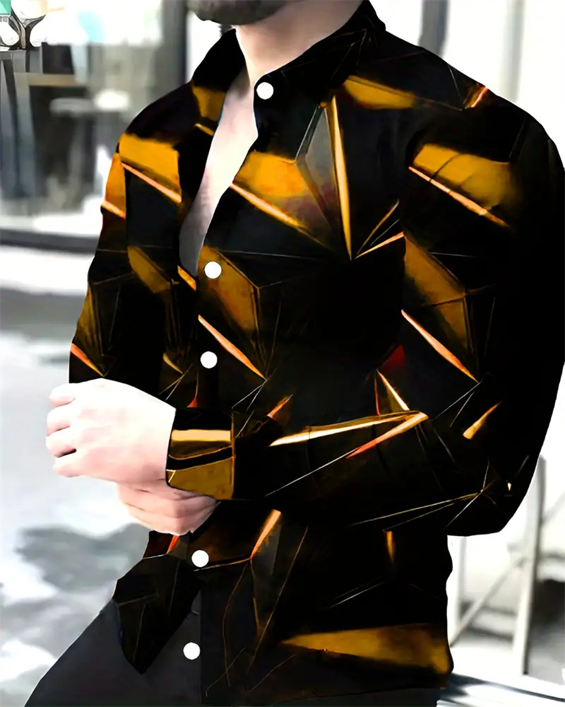 Fashionable Men's Shirts 3D Print Men's Casual Buttoned Long Sleeve Shirts Men's Spring Summer Autumn Tops Men's 6XL