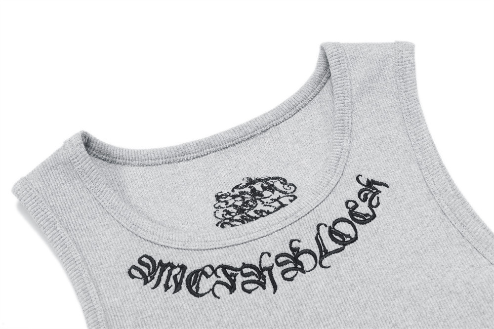 2026 Chicano letters Embroidery tank top Mens Summer Streetwear Crew Neck Slim Sleeveless Singlets Men