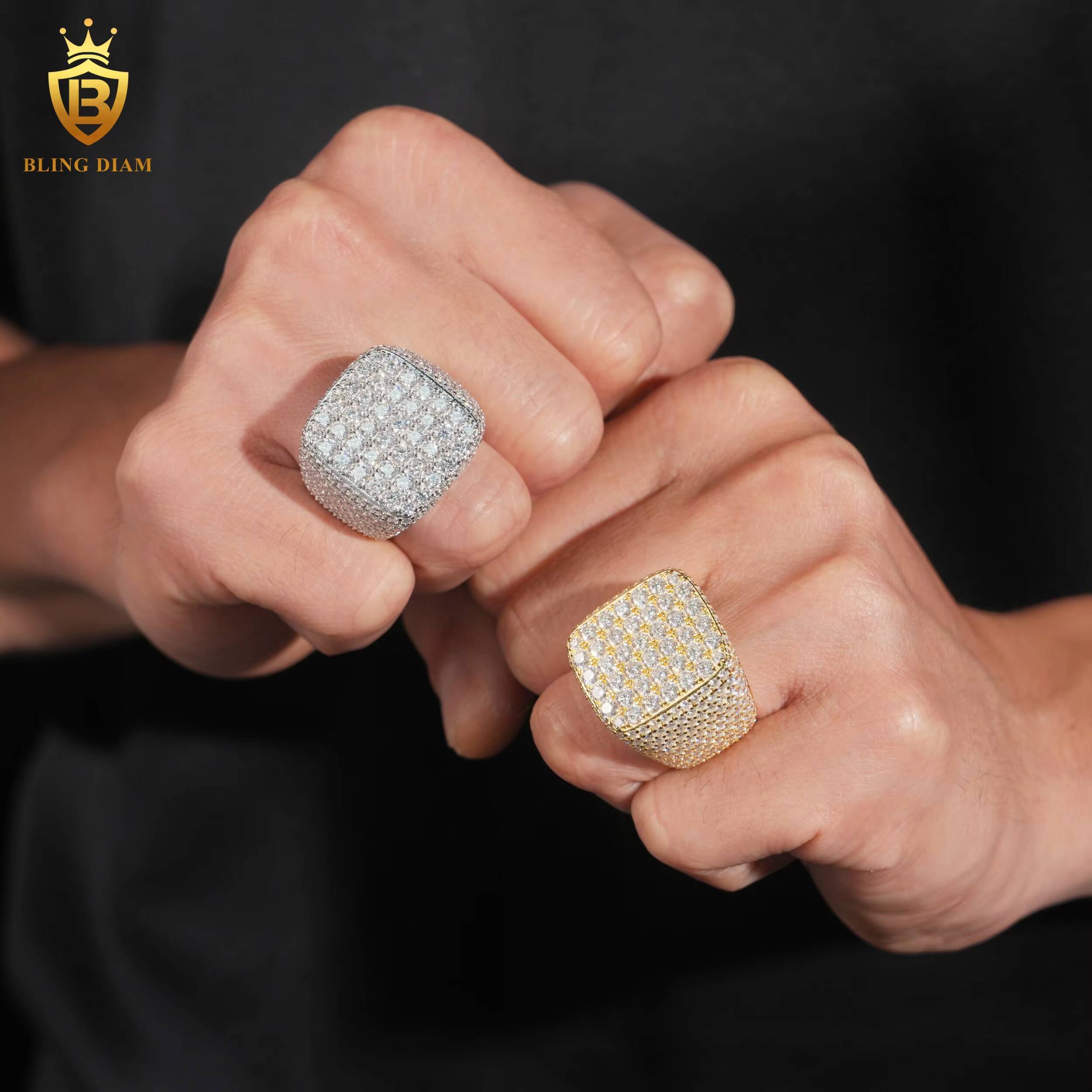 Hot Sale 925 Silver Moissanite Rings Fine Jewelry Iced Out Moissanite HipsHop Style Jewelry Rings Pass Diamond Test in Stock GRA