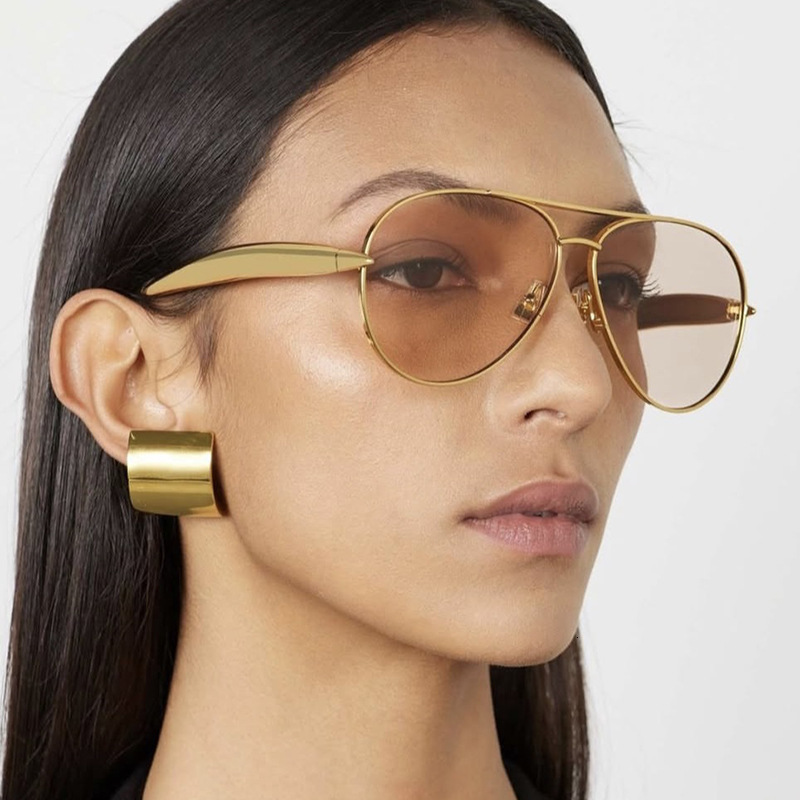 Toad Shaped Metal New Retro Plain Style Women Street Fashion Trendy Sunglasses
