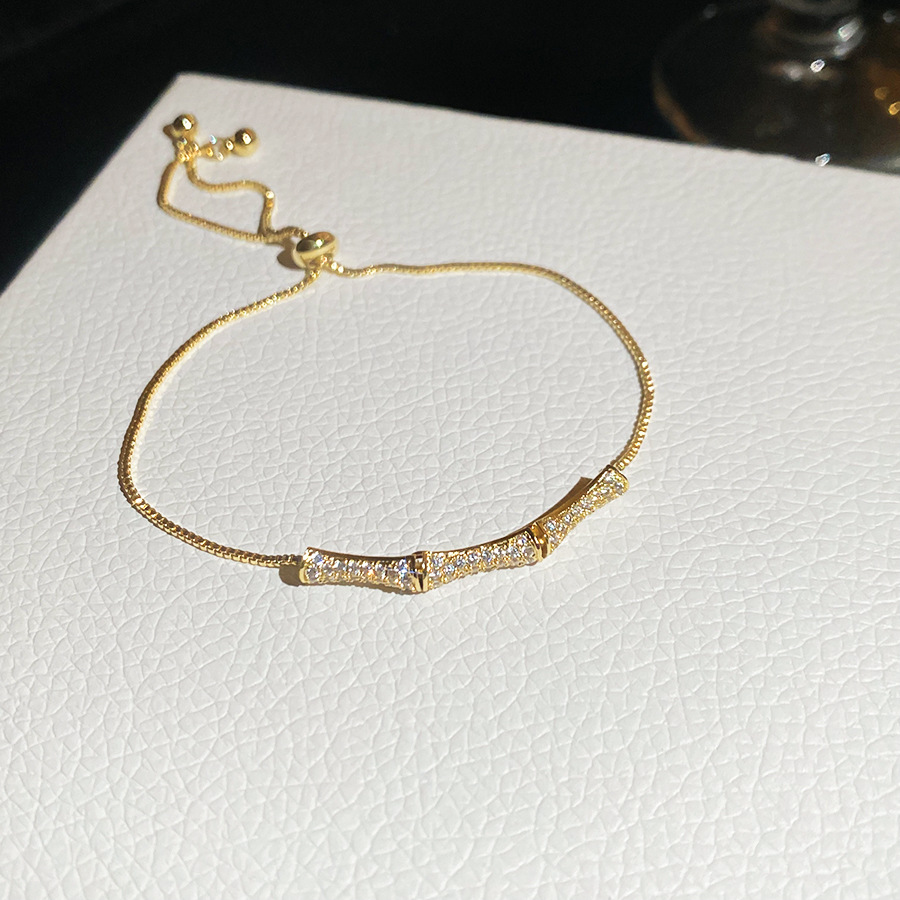 18k real gold plated dopamine zircon bracelet, exquisite and sweet, elegant commuter bracelet with a unique design, niche jewelry - view 3