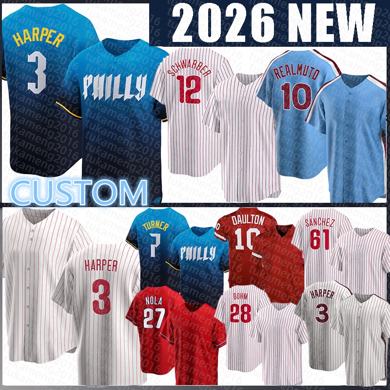 Harper Kyle Schwarber Baseball Jerseys J.T. Realmuto Trea Turner Cristopher Sanchez Alec Bohm Joey Gerber Zack Wheeler Aaron Nola Bryson Stott Garrett Stubbs
