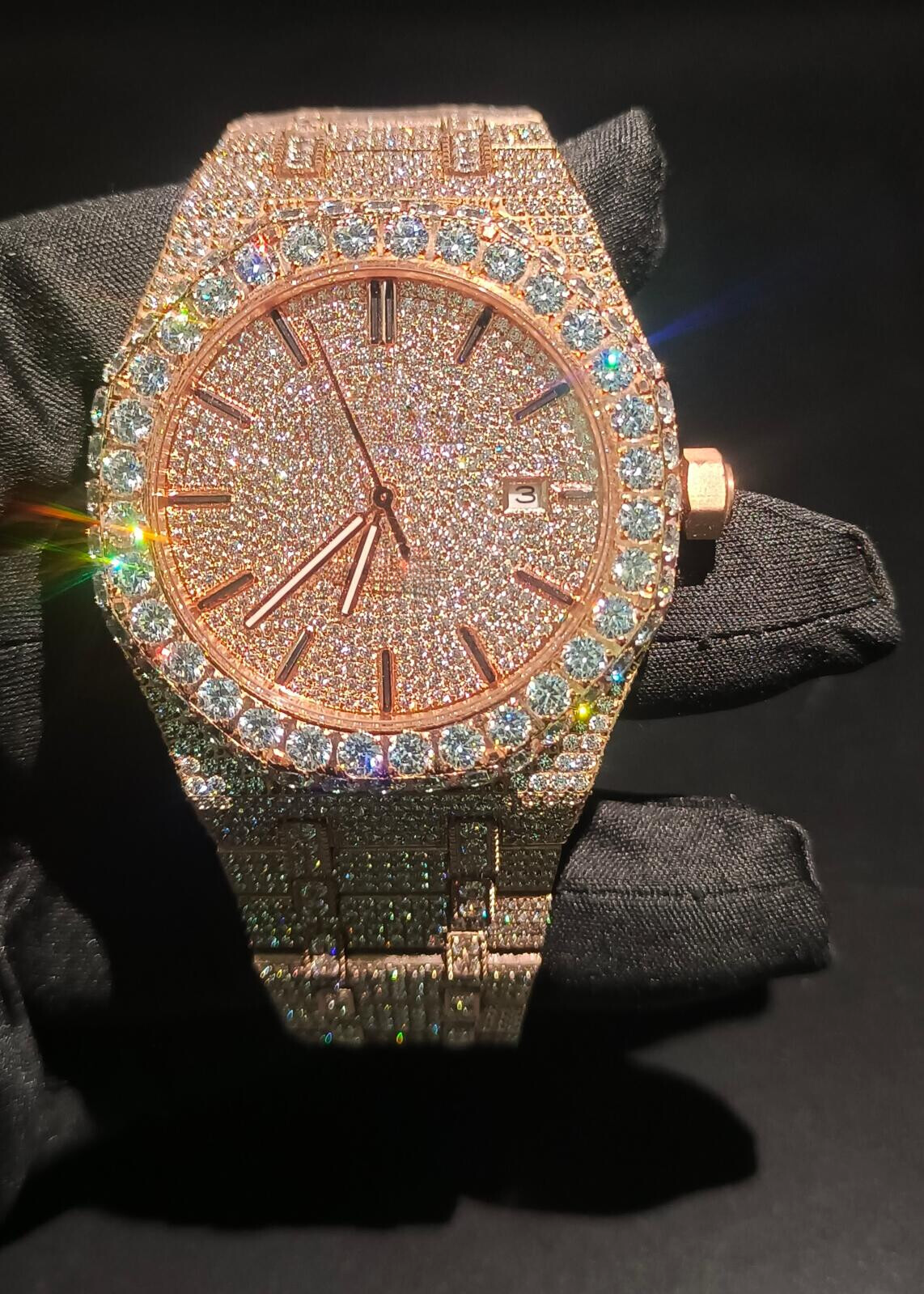 Free deliverySuper Clone VVS Moissanite Women Iced Out for Men Hip Hop Automatic nical Pass test Dia Watch