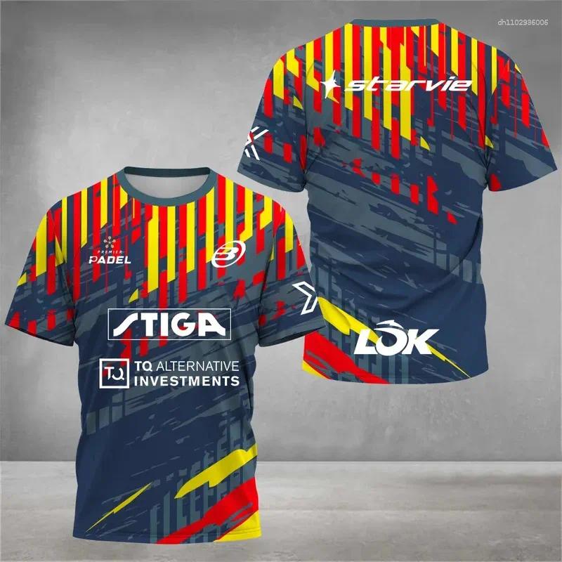 Men's T Shirts Striped Impressionist Tenis Training Respiravel Padel Manga Curta T-shirt Quick Dry Fitness Set