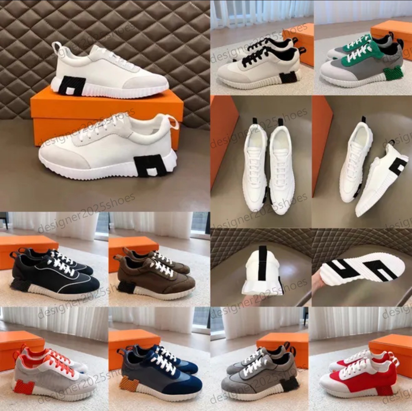 With Box Designer Shoes Bouncing Men Women Sneakers Luxury Leather Trainers Breathable Casual Shoes Trainers Patchwork Running Shoes Nonslip Rubber Sole Sneakers