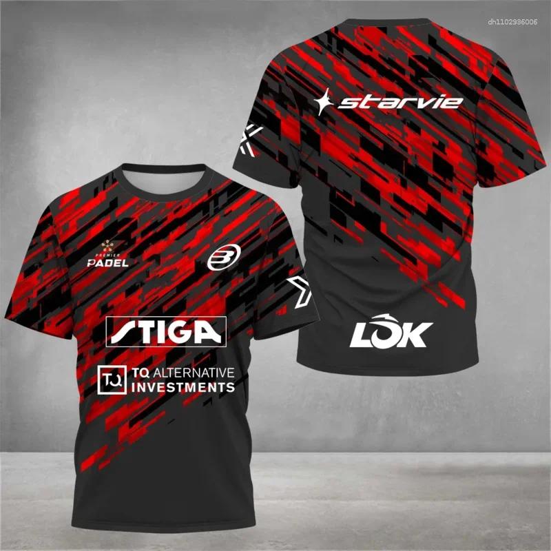 Men's T Shirts Striped Impressionist Tenis Training Respiravel Padel Manga Curta T-shirt Quick Dry Fitness Set