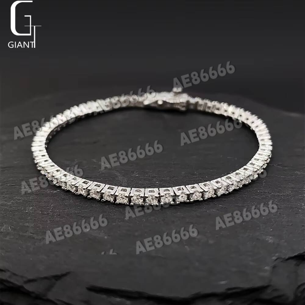 New Arrival 18K Gold Plated GRA Certified VVS Moissanite 2mm Tennis Bracelet 925 Sterling Silver Iced Out Hip Hop Fine Jewelry Pass Diamond Test For M