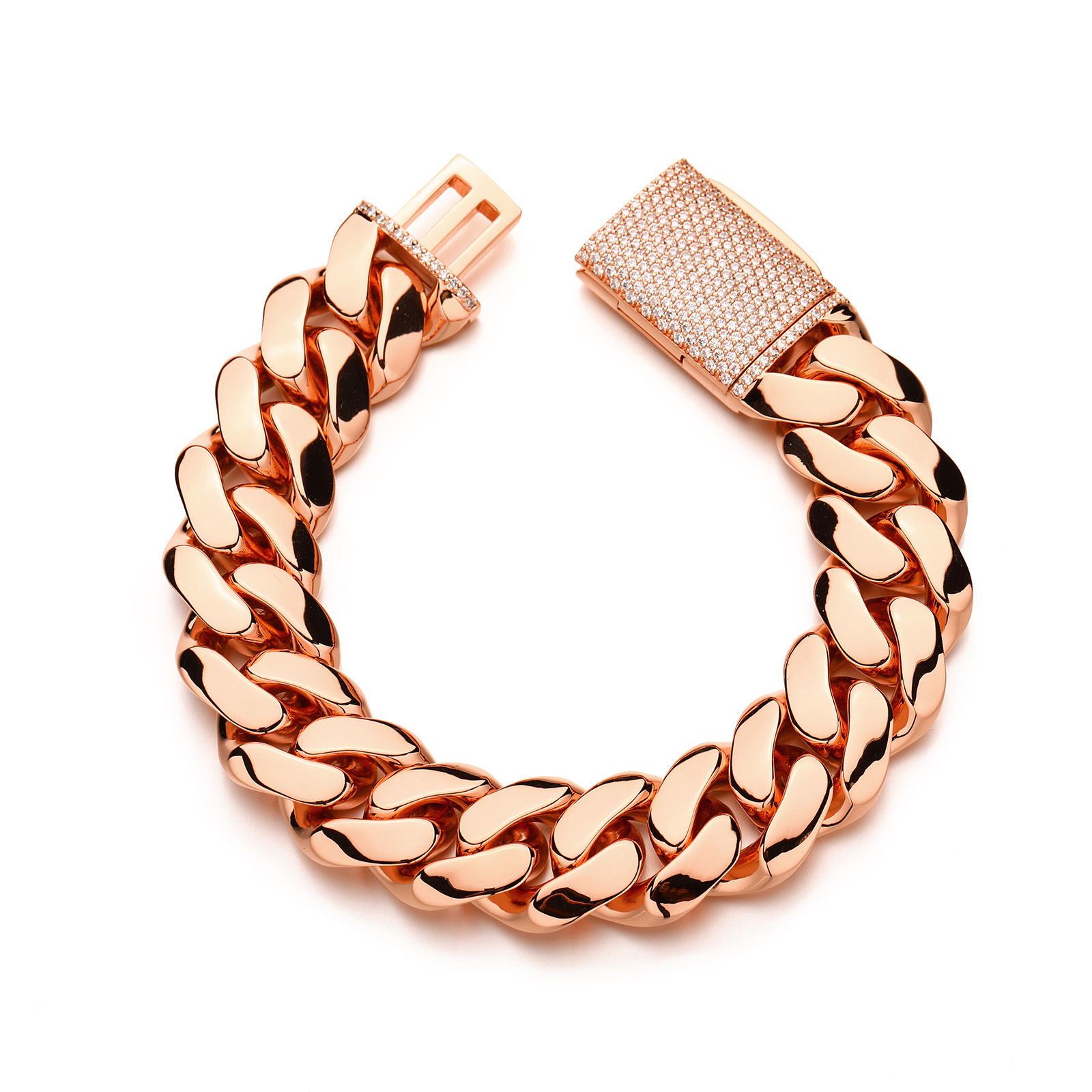10-22mm Hip Hop Miami Cuban Link Chain Bracelet TopBling 5AAA+ CZ 14K RoseGold Plated Mens Jewelry