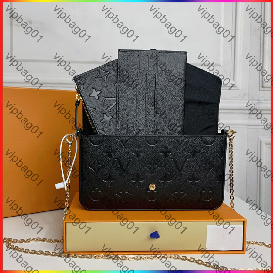 Luxury designer shoulder tote bag high quality felicie pochette crossbody hanbag women's leather easy pouch on strap bag old flower vintage lady classic purse wallet